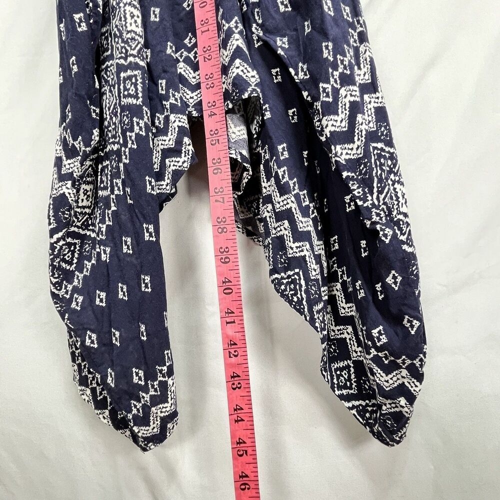 Lilyful Boho Tunic Dress Women S Blue White Print Flowy Batwing - Picture 8 of 10